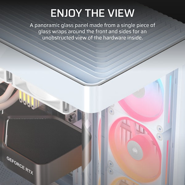 FRAME 4500X LX-R RGB iCUE LINK Panoramic Glass Mid-Tower PC Case - White