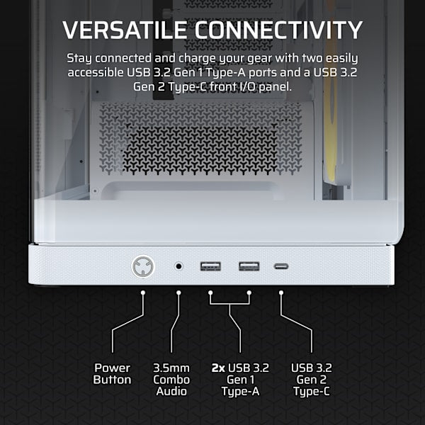 FRAME 4500X LX-R RGB iCUE LINK Panoramic Glass Mid-Tower PC Case - White