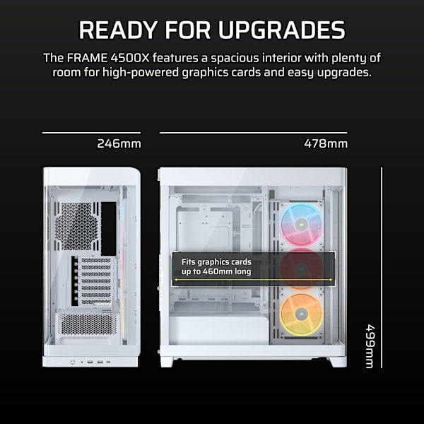 FRAME 4500X LX-R RGB iCUE LINK Panoramic Glass Mid-Tower PC Case - White