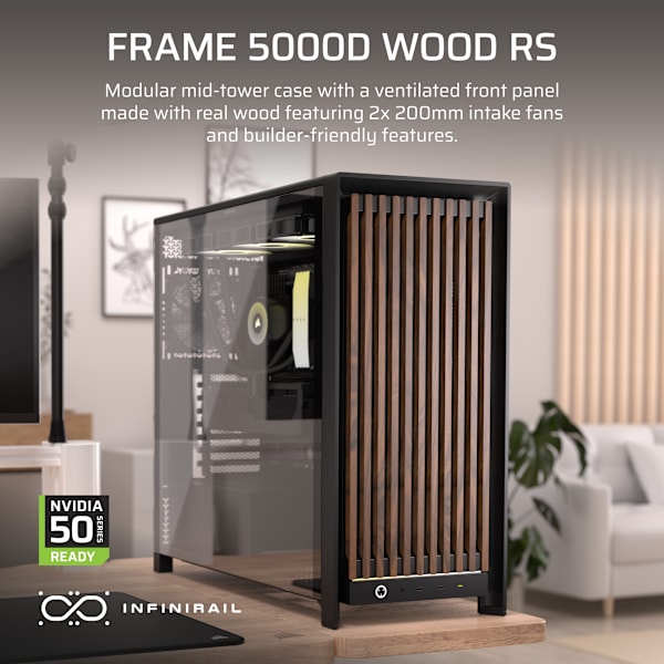 FRAME 5000D WOOD RS Modular Mid-Tower PC Case - Black/Walnut