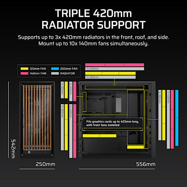 FRAME 5000D WOOD RS Modular Mid-Tower PC Case - Black/Walnut