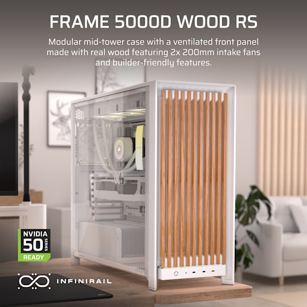 FRAME 5000D WOOD RS Modular Mid-Tower PC Case - White/Oak