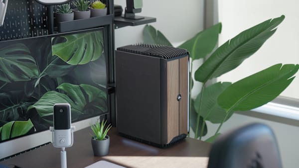 CORSAIR ONE a600 PC – Wood Dark: Liquid Cooled AMD Ryzen 9 9900X3D, GeForce RTX 5080, 32GB DDR5, 2TB M.2 SSD, Win11 Pro (Revival Series)
