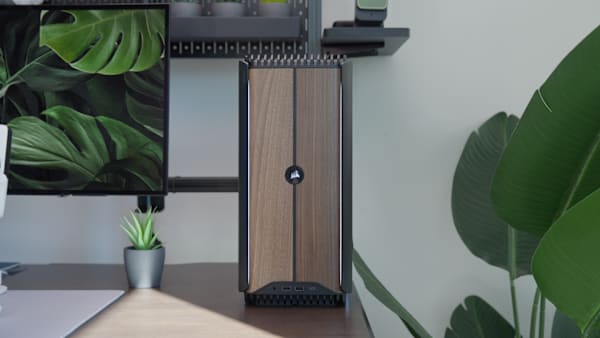 CORSAIR ONE a600 PC – Wood Dark: Liquid Cooled AMD Ryzen 9 9900X3D, GeForce RTX 5080, 32GB DDR5, 2TB M.2 SSD, Win11 Pro (Revival Series)