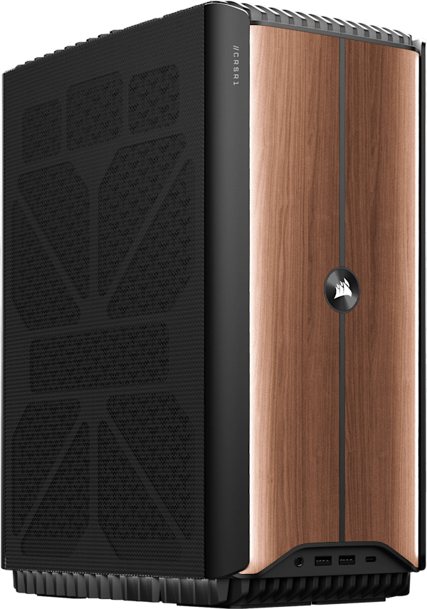 CORSAIR ONE a600 PC – Wood Dark: Liquid Cooled AMD Ryzen 9 9900X3D, GeForce RTX 5080, 32GB DDR5, 2TB M.2 SSD, Win11 Pro (Revival Series)