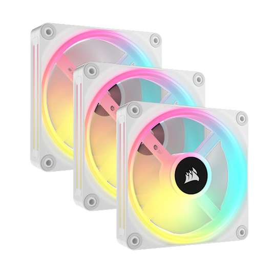 iCUE LINK QX120 RGB 120mm PWM PC Fans Starter Kit with iCUE LINK System Hub - White (Revival Series)