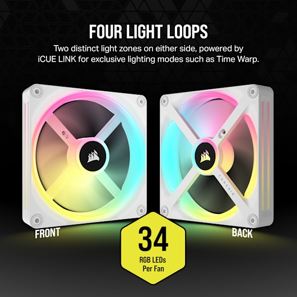 iCUE LINK QX140 RGB 140mm PWM PC Fans Starter Kit with iCUE LINK System Hub - White (Refurbished)