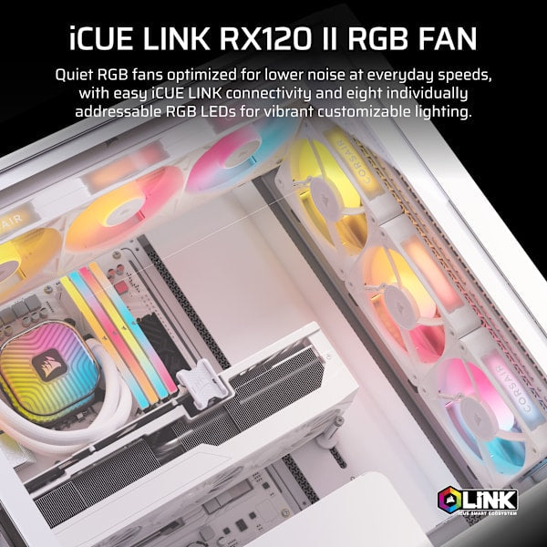 iCUE LINK RX120 II RGB PWM PC Fan Expansion - White