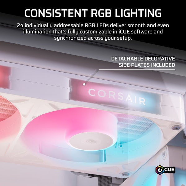 iCUE LINK RX360 II Unified Frame RGB PWM PC Fans Starter Kit with iCUE LINK System Hub - White