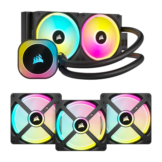 iCUE LINK H100i AIO Cooler - Black and QX120 Triple Fan Kit Bundle