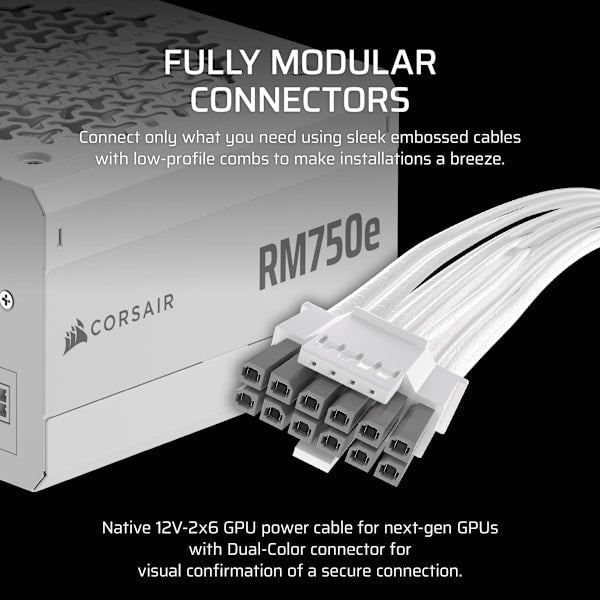 RMe Series RM750e - Fully Modular Low-Noise ATX Power Supply - White (Revival Series)