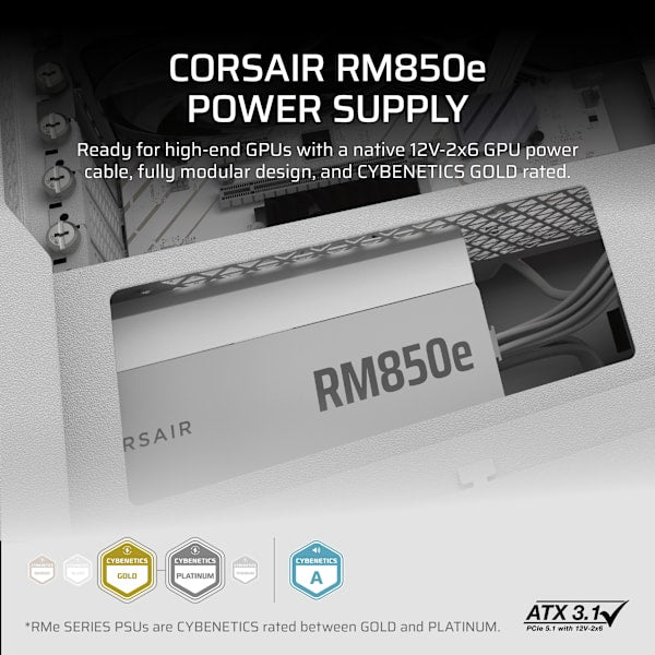 RMe Series™ RM850e - Fully Modular Low-Noise ATX Power Supply - White (Revival Series)