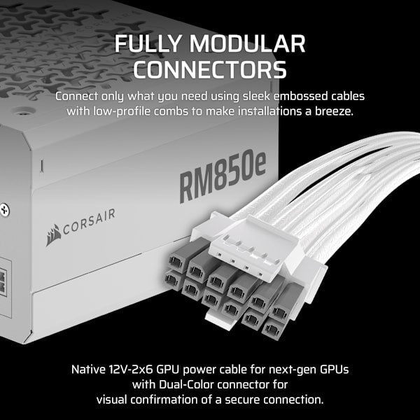 RMe Series™ RM850e - Fully Modular Low-Noise ATX Power Supply - White (Revival Series)