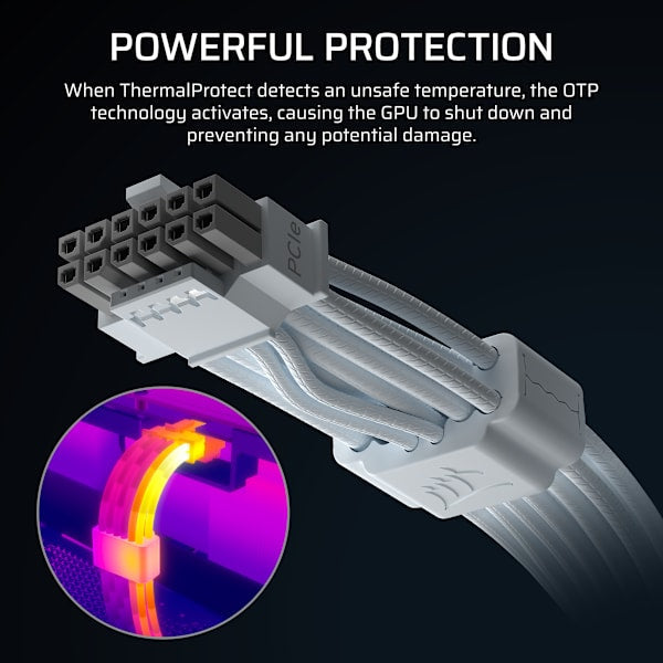 CORSAIR ThermalProtect PCIe 5.1 600W 12V-2x6 Cable - White