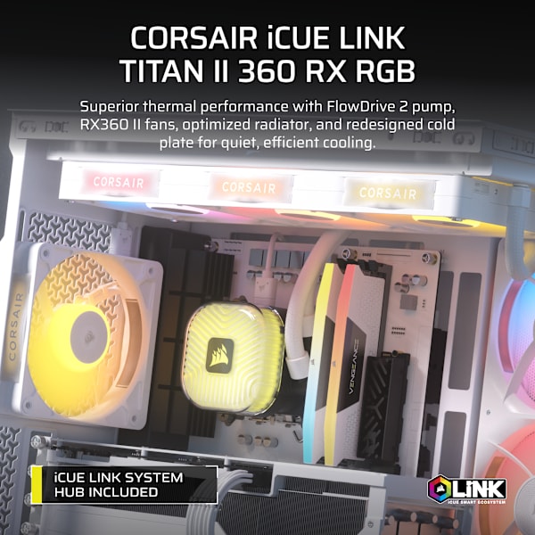 iCUE LINK TITAN II 360 RX RGB AIO Liquid CPU Cooler - White