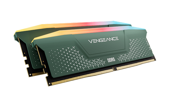VENGEANCE® RGB RS 32GB (2 x 32GB) DDR5 DRAM Up To 6000MT/s CL38 AMD EXPO & Intel XMP Memory Kit - GREEN