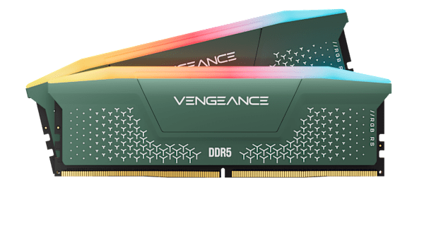 VENGEANCE® RGB RS 32GB (2 x 32GB) DDR5 DRAM Up To 6000MT/s CL38 AMD EXPO & Intel XMP Memory Kit - GREEN